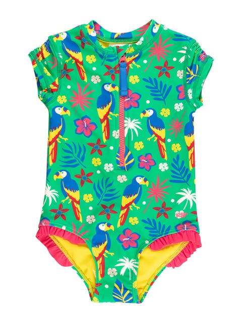 Toddler Girls Short Sleeve UPF50+ One Piece Rash Guard