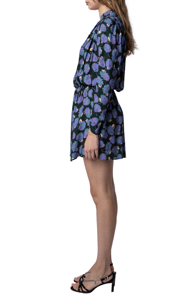 Zadig & Voltaire Reveal Roses Long Sleeve Drop Waist Dress, Alternate, color, Lavender