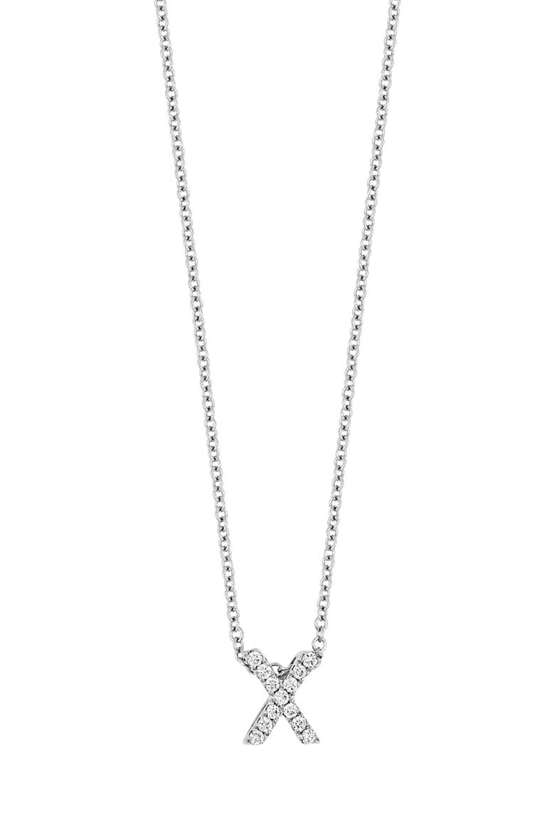 Diamond Pavé Initial Pendant Necklace, Main, color, 18K WHITE GOLD - X