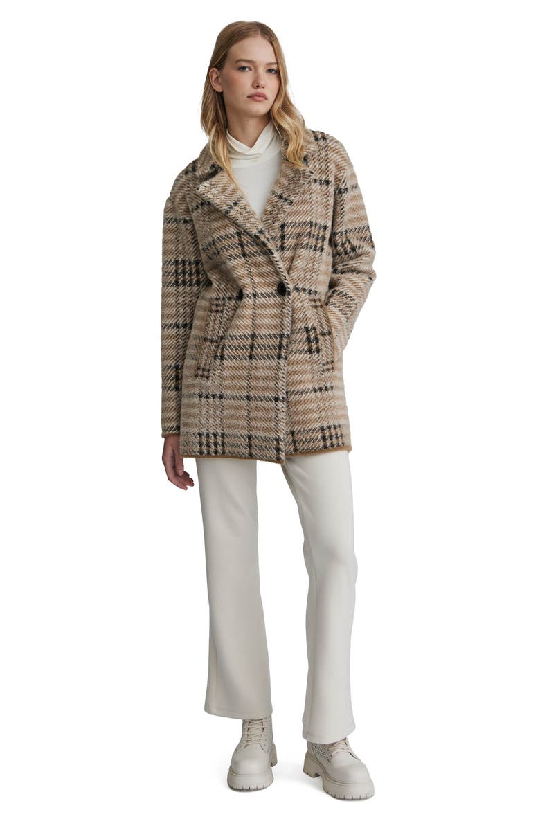 NVLT Eyelash Bold Check Longline Coat, Alternate, color, Natural