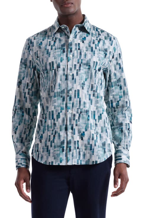 Julian Shaped Fit Stretch Cotton Button-Up Shirt