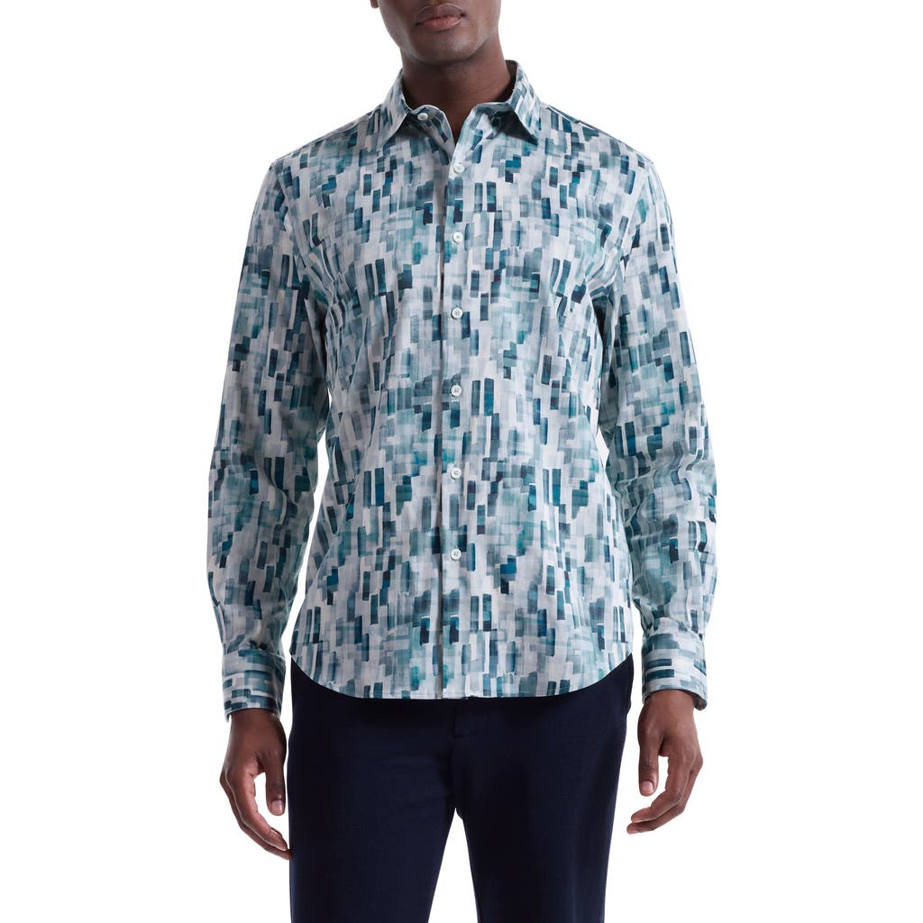 Bugatchi Julian Shaped Fit Stretch Cotton Button-up Shirt In Blue