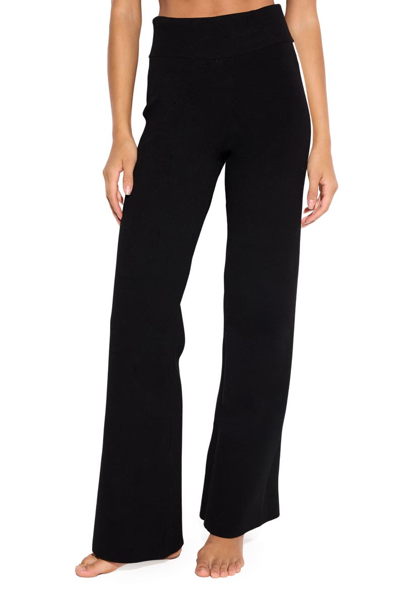 Spiritual Gangster Blake Jacquard Knit Wide Leg Pants, Main, color, Black