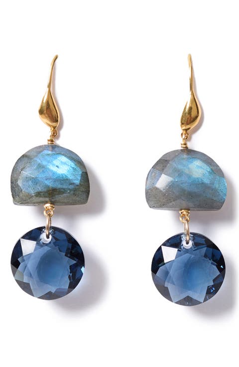 Labyrinth Duo Labradorite Drop Earrings