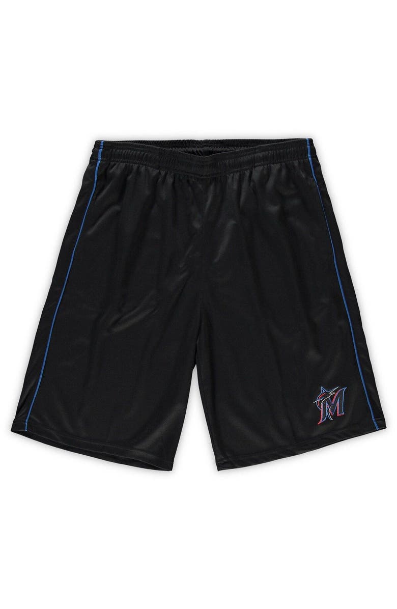PROFILE Men's Black Miami Marlins Big & Tall Mesh Shorts, Alternate, color,