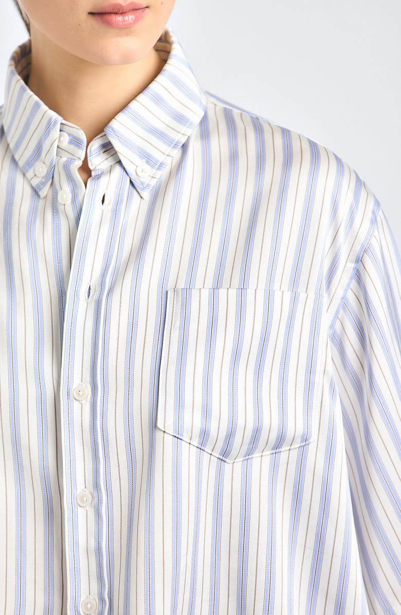 Derek Lam 10 Crosby Ember Crop Stripe Button-Up Shirt, Alternate, color, Lisbon Blue Stripe