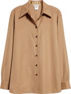 Lafayette 148 New York Drop Shoulder Camel Hair Shirt Jacket