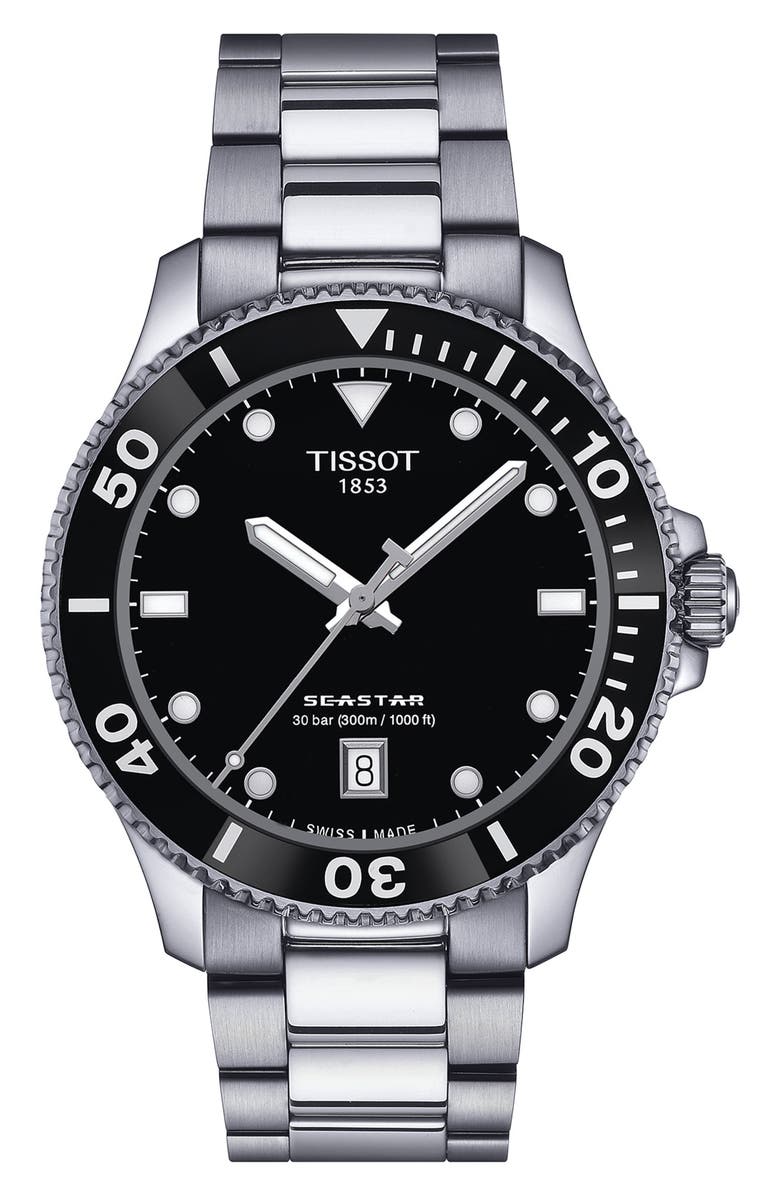 Tissot Seastar 1000 Bracelet Watch, 40mm, Main, color, Grey/ Silver