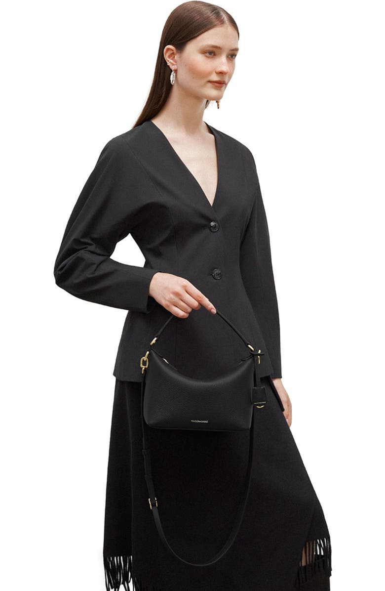 MAISON de SABRÉ Small Leather Soft Hobo, Alternate, color, Black Caviar