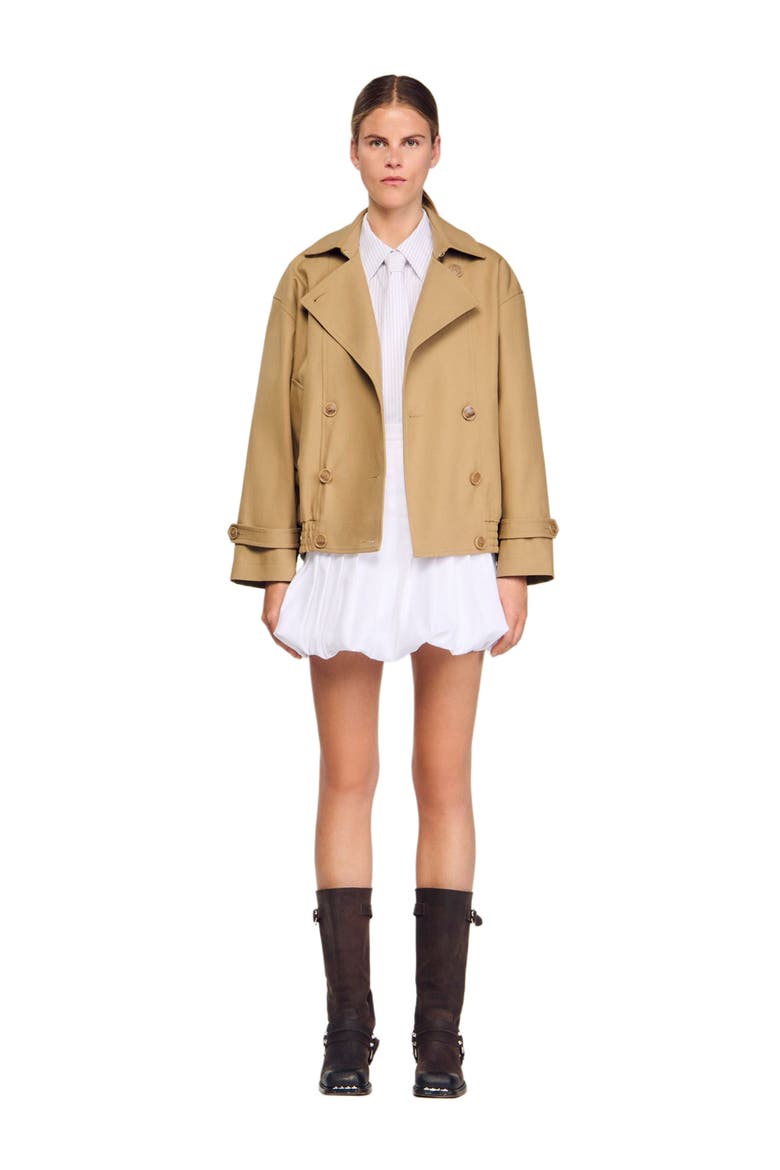 Short oversized trench coat, Main, color, Beige