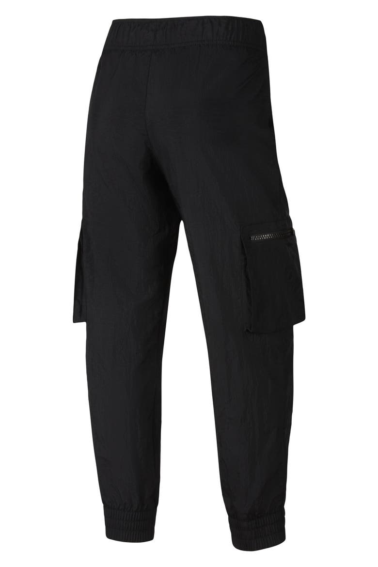 Kids' Sportswear Woven Cargo Pants, Alternate, color, BLACK/ WHITE