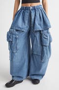 Collina Strada Hazel Skirt Panel Oversize Denim Cargo Pants