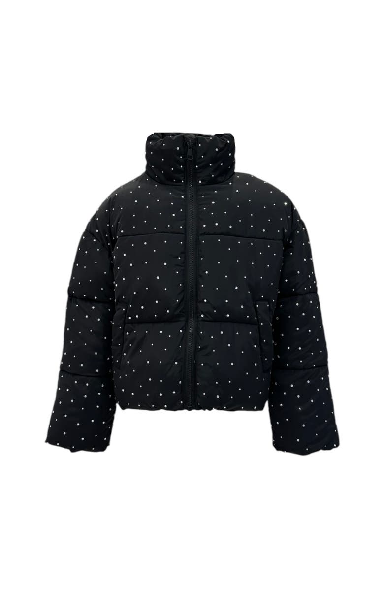 Lola + The Boys Black Sparkle Gem Puffer, Main, color, Black