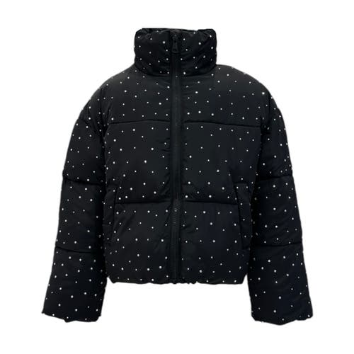 Lola + The Boys Black Sparkle Gem Puffer 