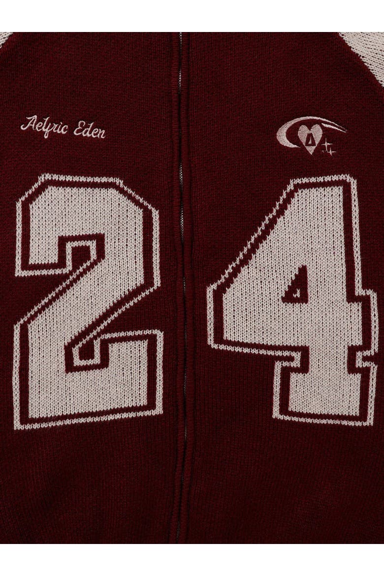 24 Jacquard Zip Up Cardigan, Alternate, color, Red