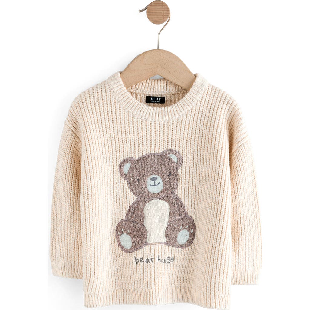 Next Kids' Bear Appliqué Crewneck Sweater In Neutral