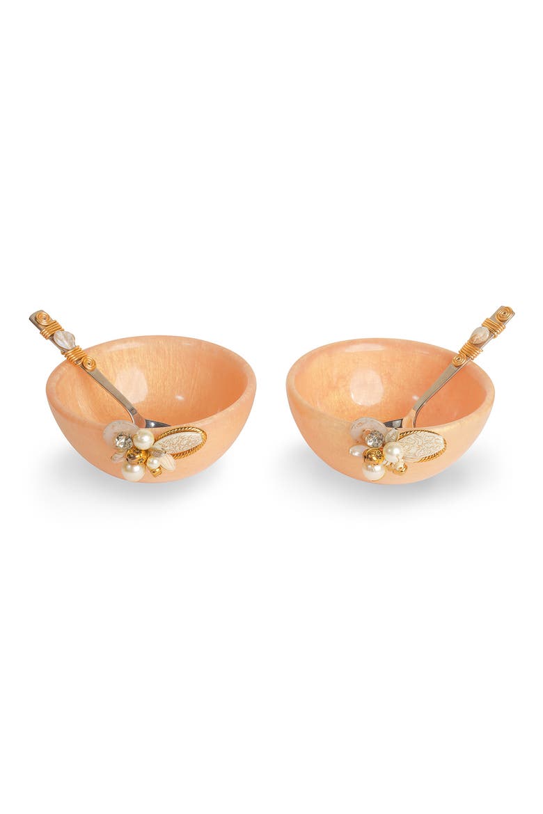 Set of 2 Blush Blossom Snack Bowls, Main, color, PINK GOLD
