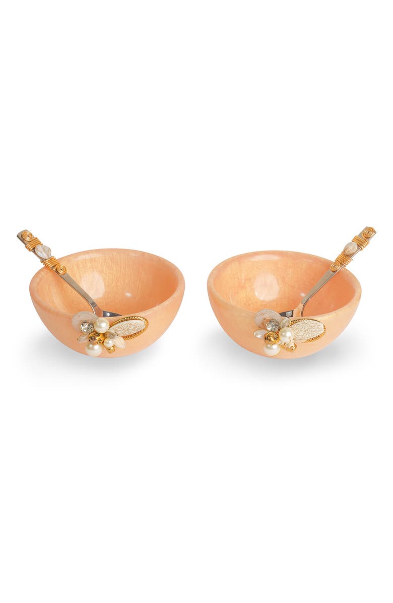 Tiramisu Set of 2 Blush Blossom Snack Bowls, Main, color, Pink Gold
