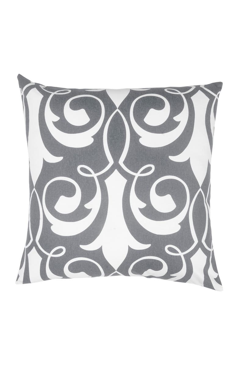 DIVINE HOME Gray Damask Throw Pillow - 20"x20", Main, color,