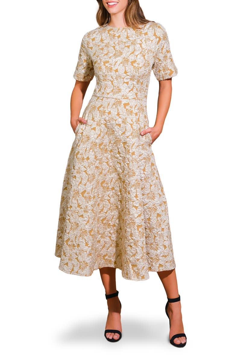 FLYING TOMATO Solid Midi Dress, Main, color, Mustard