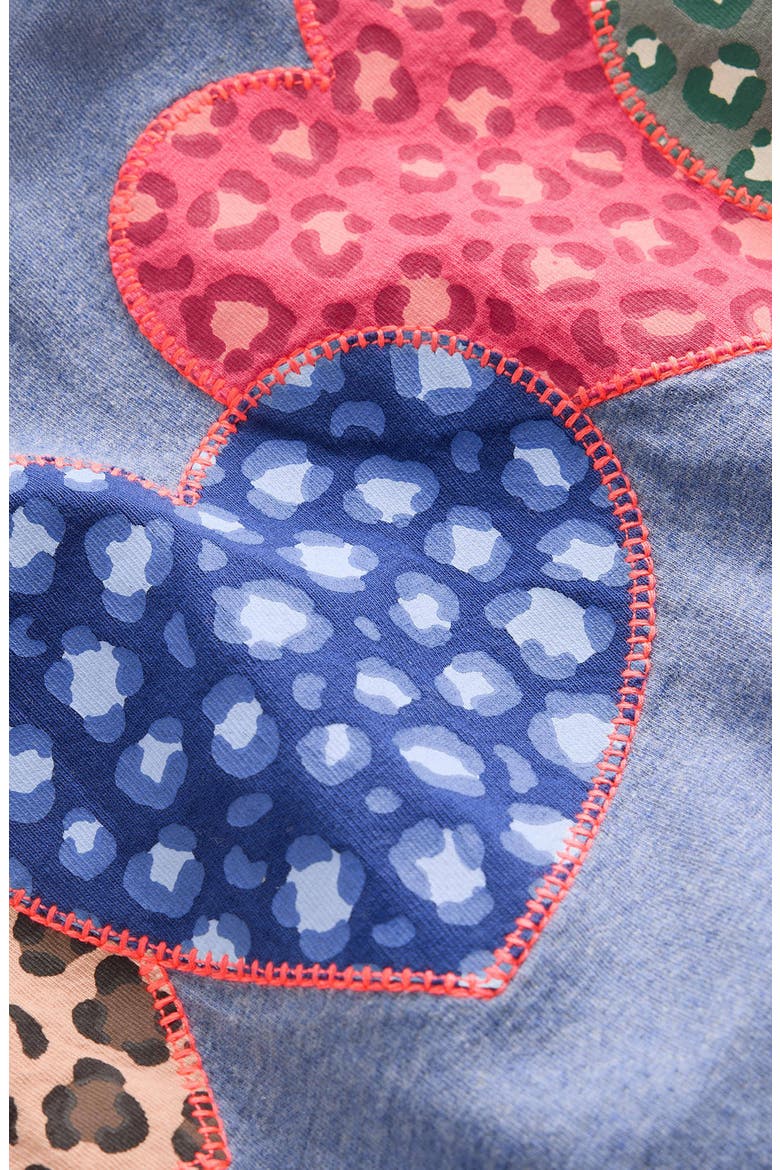 Kids' Puff Sleeve Appliqu T-Shirt, Alternate, color, BLUE MARL PATCHWORK HEART