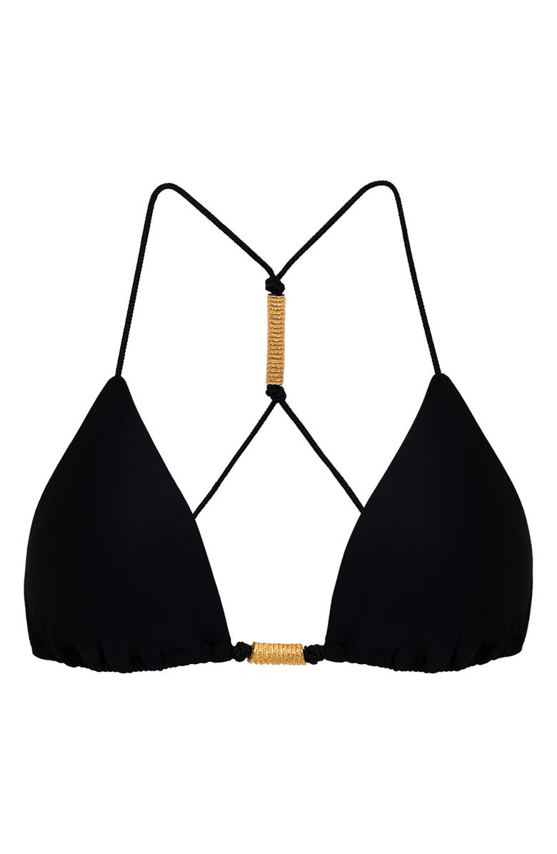 ViX Paula Hermanny Stacy T-Back Beaded Triangle Bikini Top, Alternate, color, Black