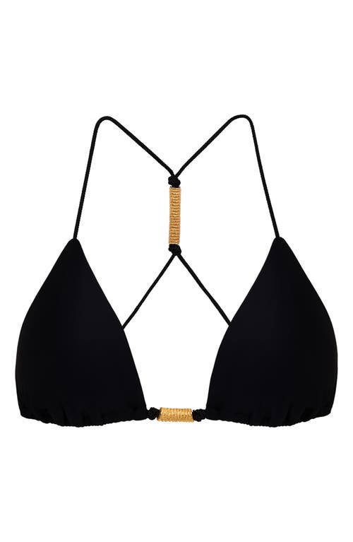 Vix Paula Hermanny Stacy T-back Beaded Triangle Bikini Top In Black