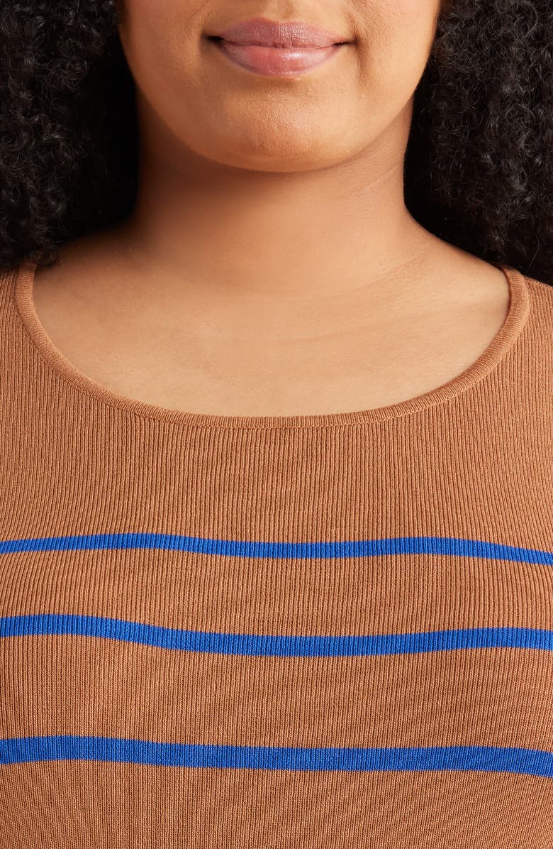 Tahari ASL Stripe Sweater, Alternate, color, Camel New Royal