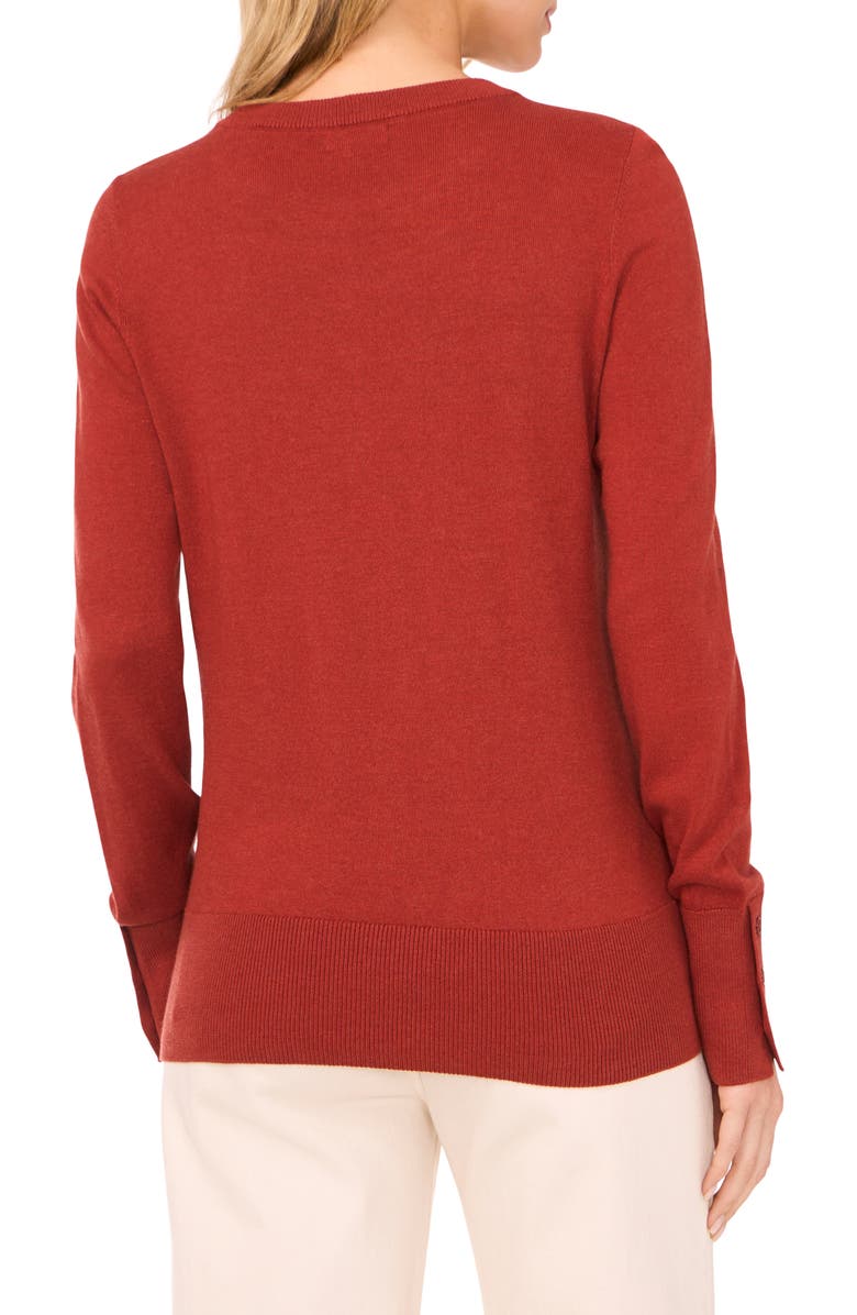 Halogen<sup>®</sup> Button Cuff Crewneck Sweater, Alternate, color, Burnt Henna