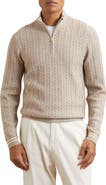 Reiss Tuscano Cable Quarter Zip Sweater
