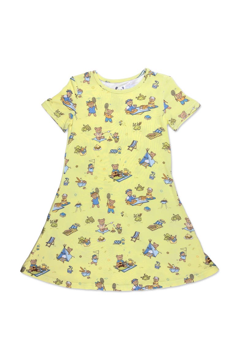 Kids' Teddy Bear Picnic Short Sleeve Dress, Main, color, Teddy Bear Picnic