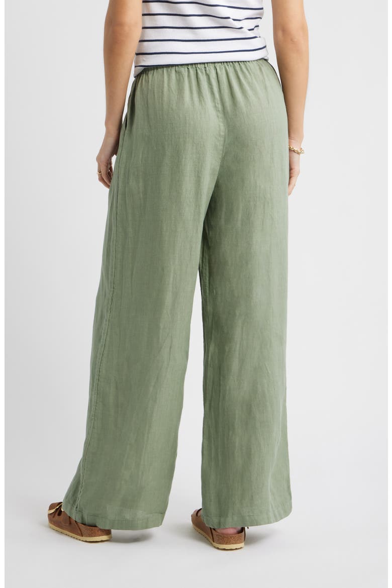 Easy Wide Leg Linen Pants, Alternate, color, GREEN HEDGE