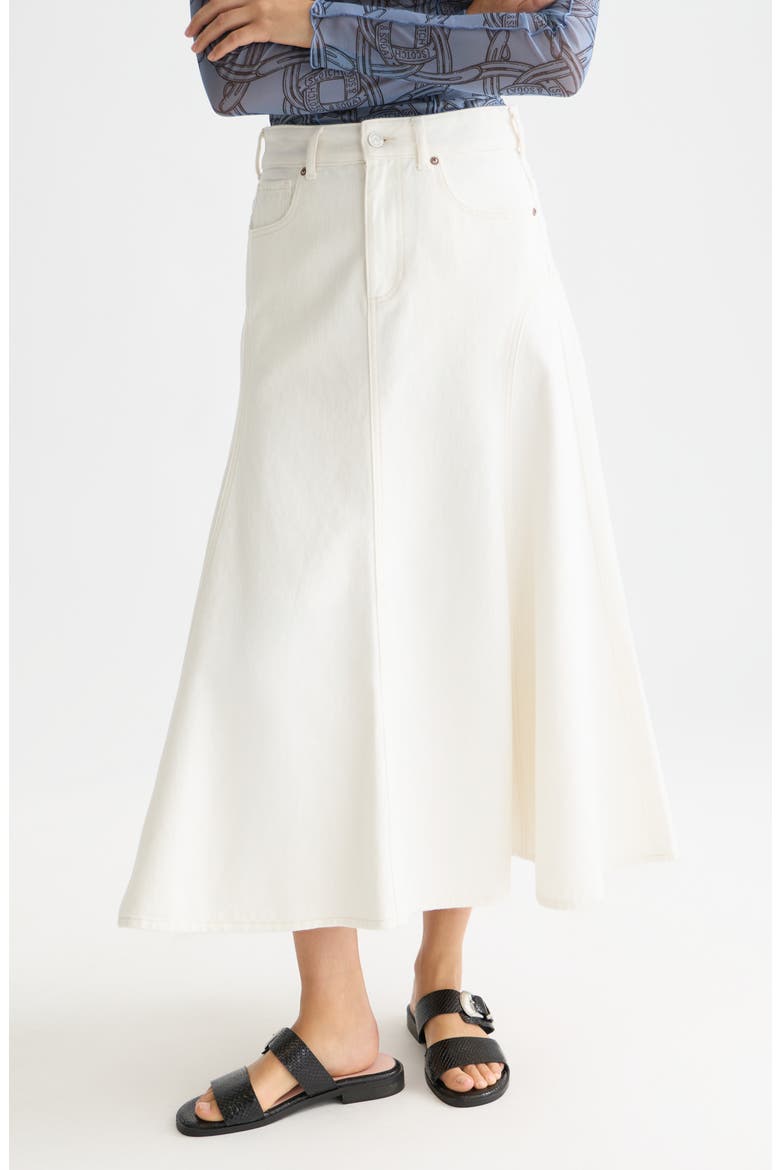 Nonstretch Denim Maxi Skirt, Main, color, STARDUST WHITE