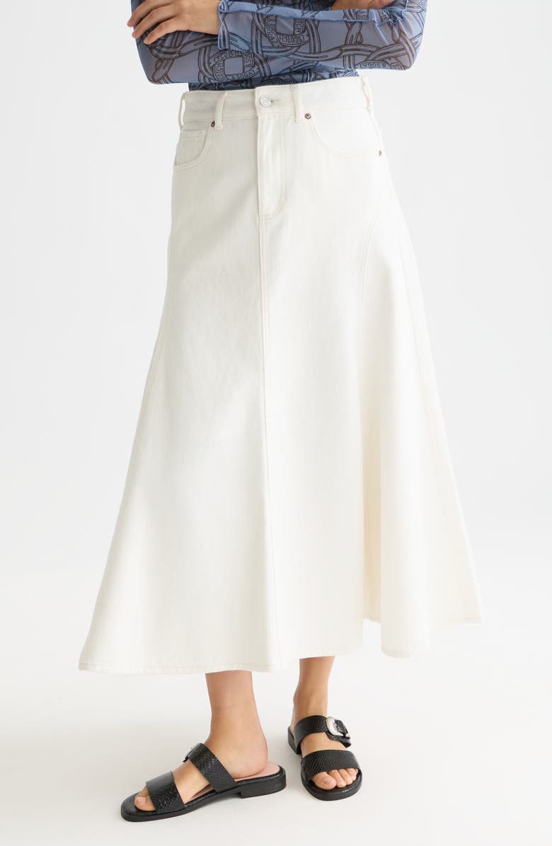 Scotch & Soda Nonstretch Denim Maxi Skirt, Main, color, Stardust White