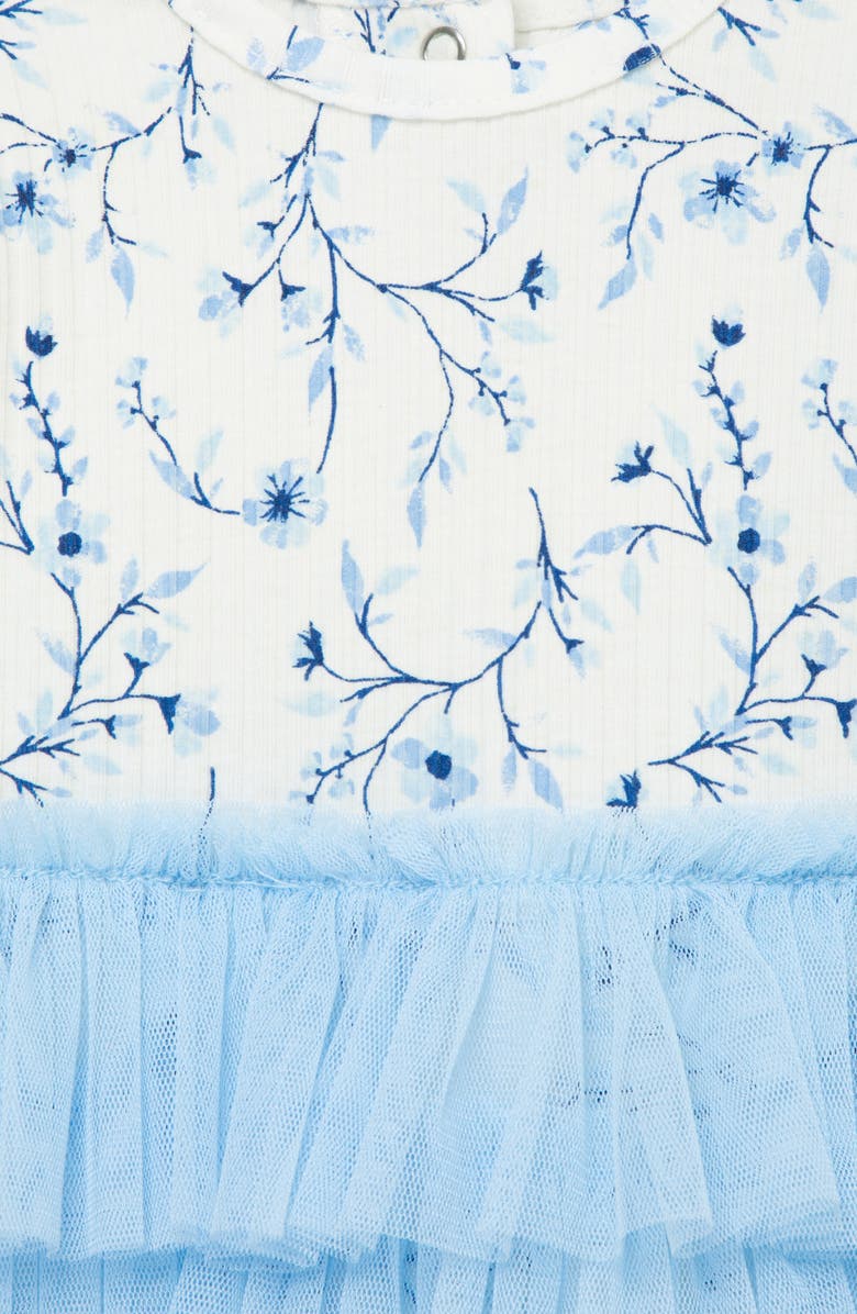 Little Me Floral Long Sleeve Tutu Dress & Headband Set, Alternate, color, Blue