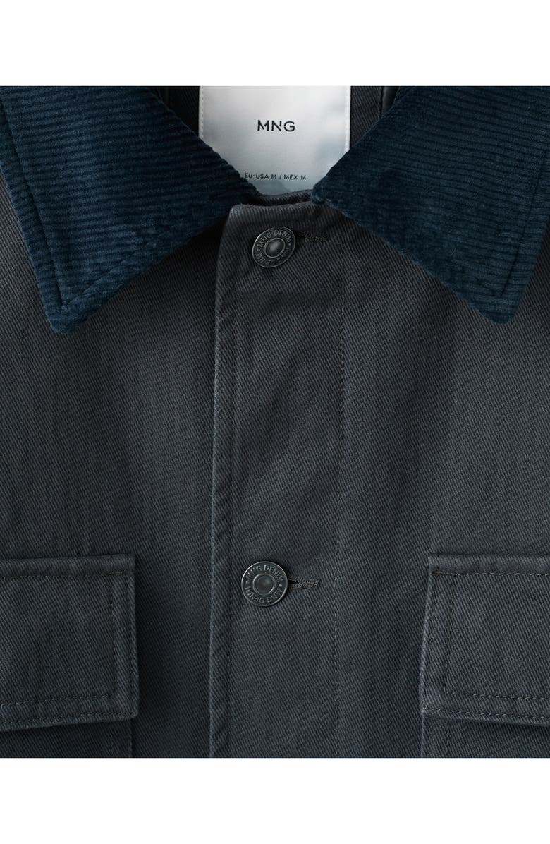 MANGO Cotton Corduroy Collar Jacket, Alternate, color, Charcoal