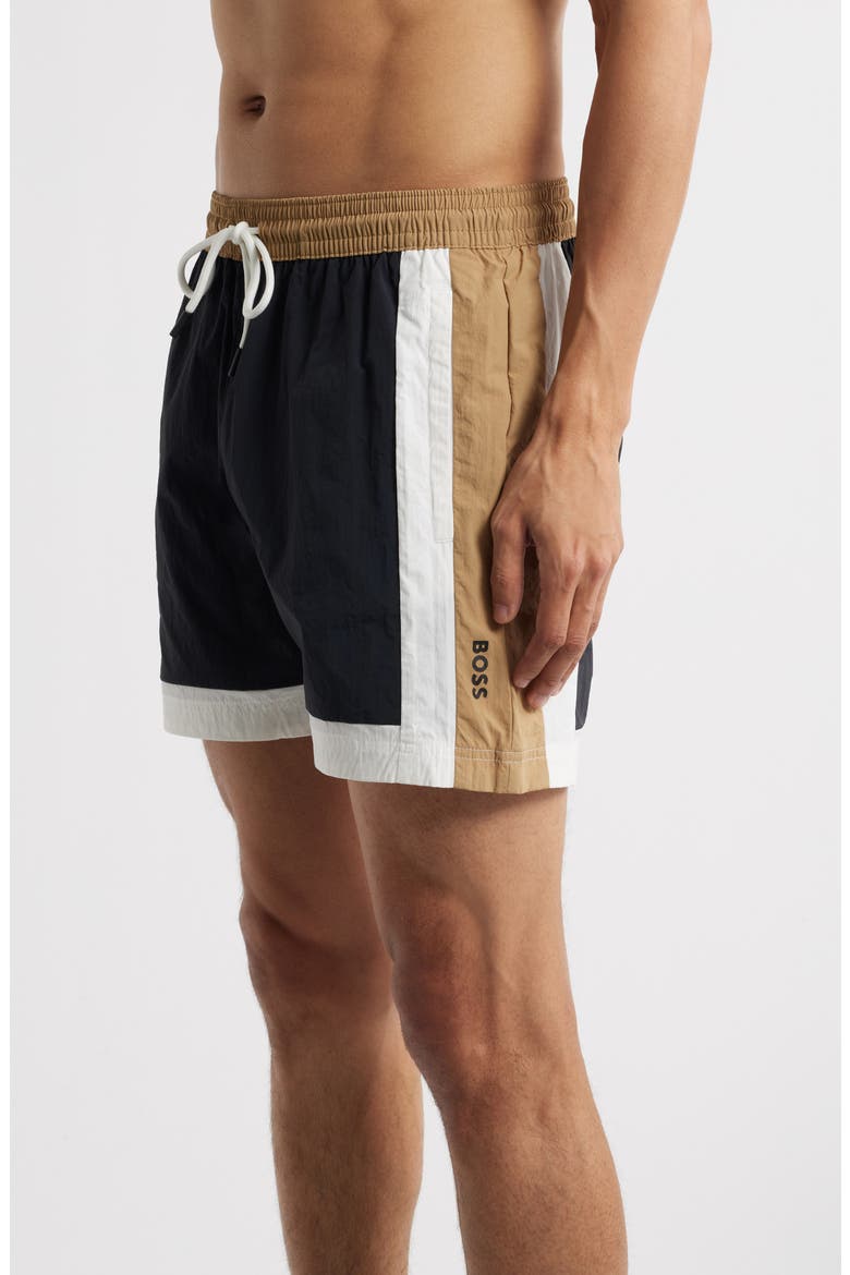 Remy Colorblock Swim Trunks, Alternate, color, BLACK