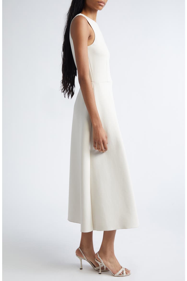 Pleated Skirt Flared Scuba Jersey Dress, Alternate, color, BEIGE