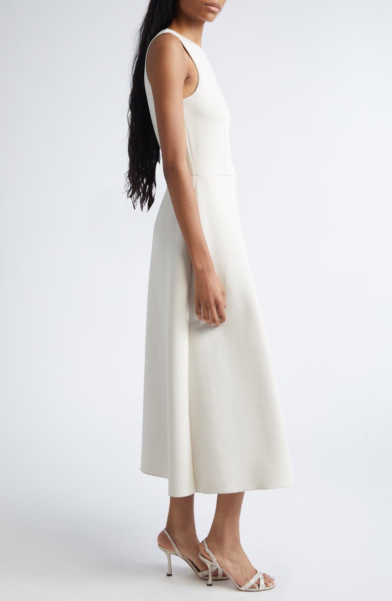 Max Mara Pleated Skirt Flared Scuba Jersey Dress, Alternate, color, Beige