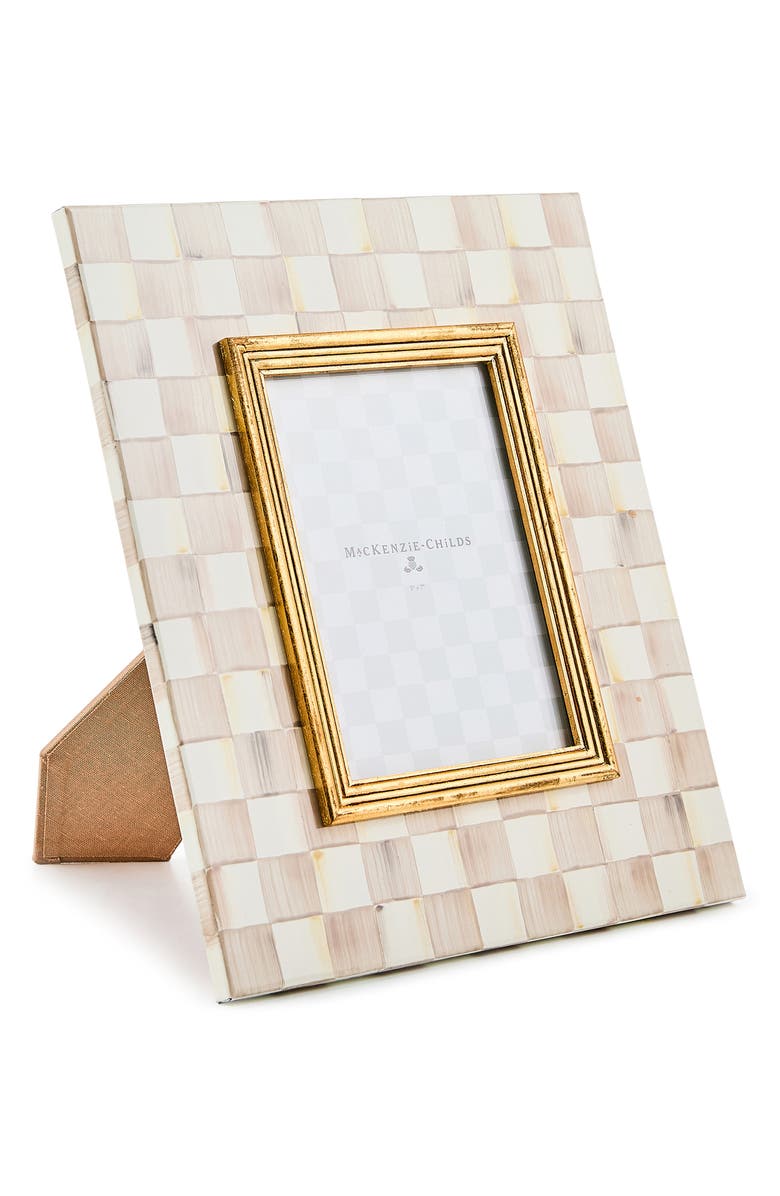 MACKENZIE CHILDS Mocha Check Enameled Steel 5 x 7-Inch Picture Frame, Alternate, color, Mocha