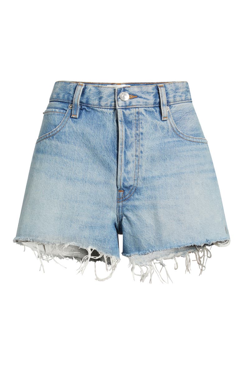 The Hang Frayed Hem Denim Shorts, Alternate, color, BEETLE