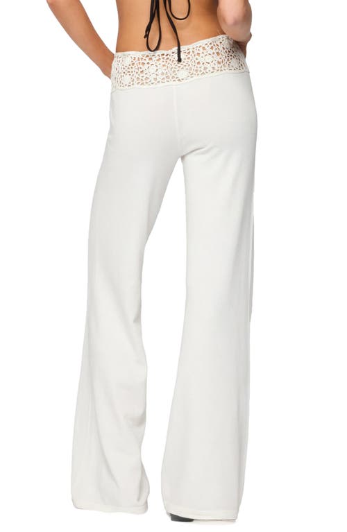 Edikted Kirsty Crochet Waist Knit Pants In White