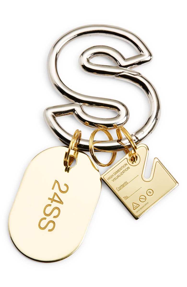 Sacai S Carabiner Logo Charms Key Ring, Main, color,