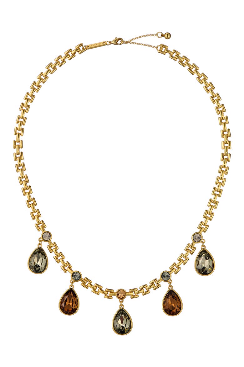 Davina Crystal Drop Necklace, Main, color, GOLD TONE/ TOPAZ CRYSTAL