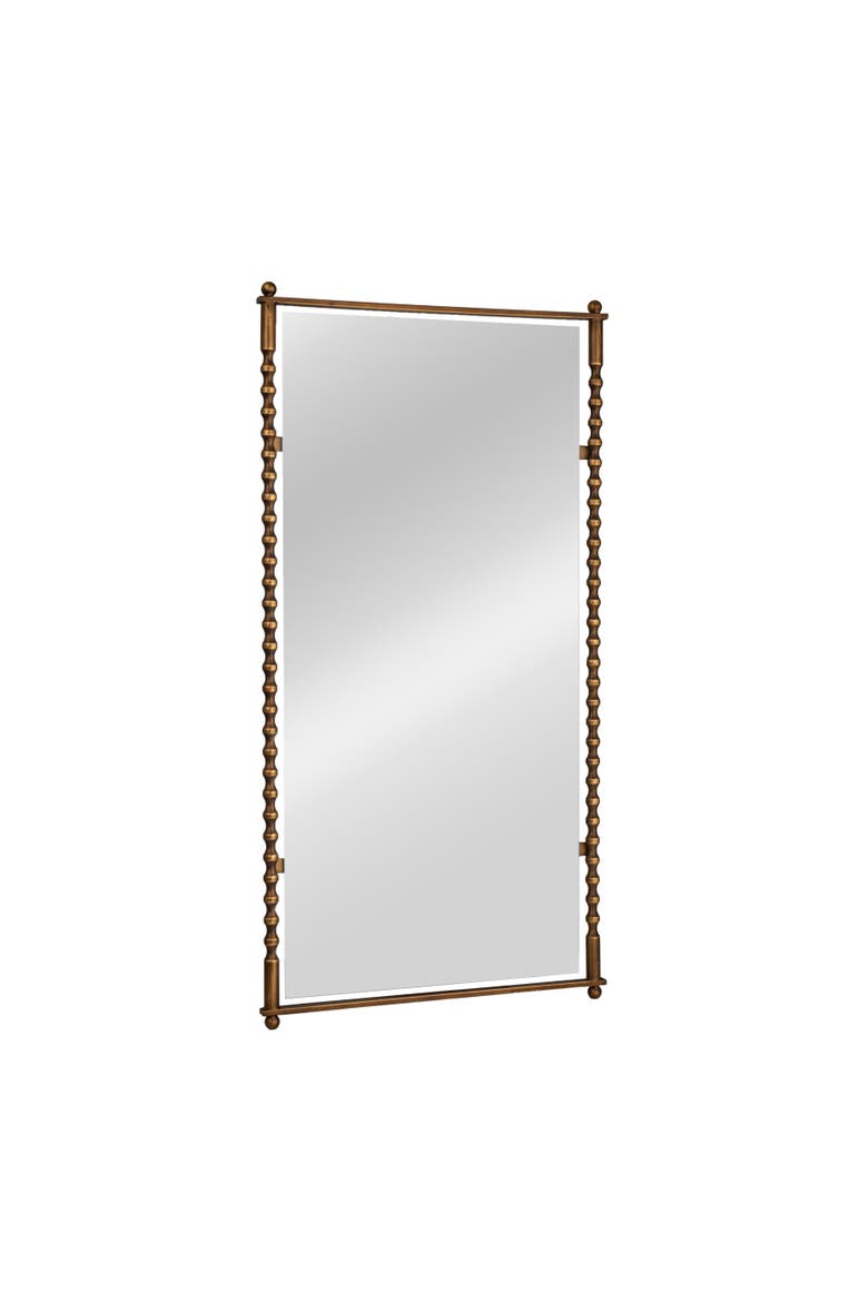 Cast Metal Framed Tall Wall Mirror, Antique Brass Finish, Main, color, Gold