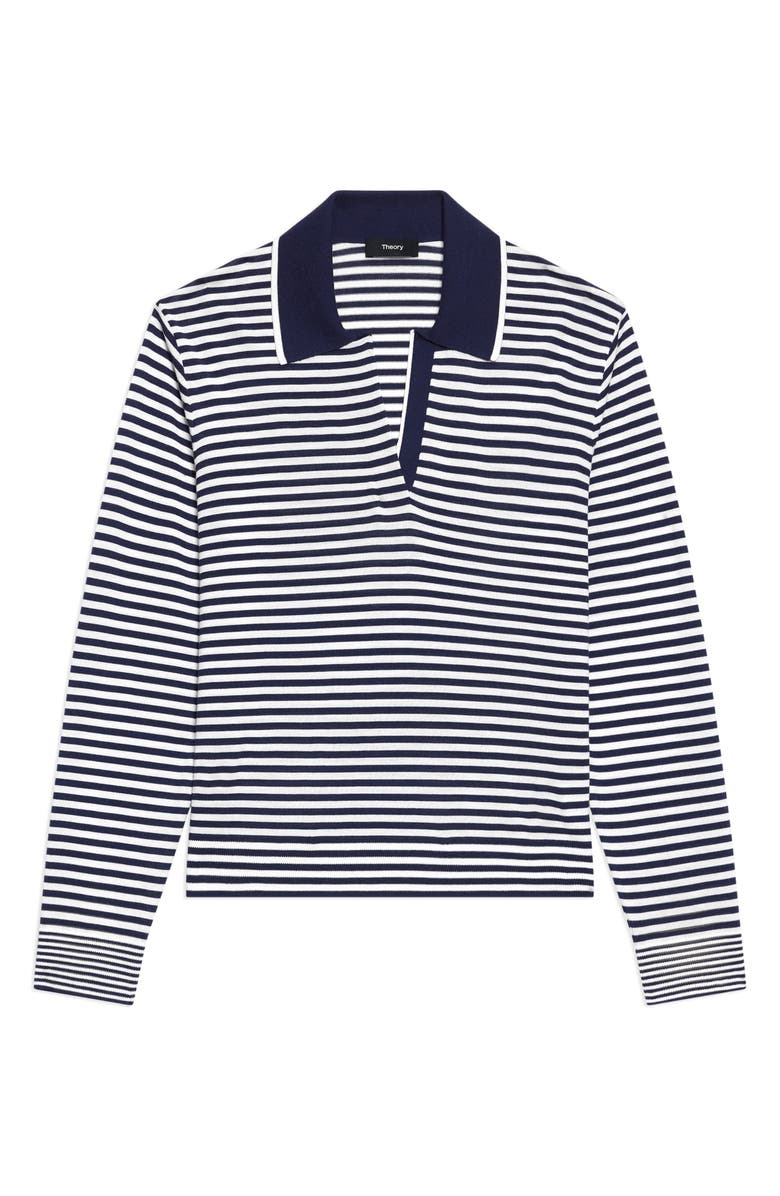 Theory Stripe Merino Wool Long Sleeve Polo, Alternate, color, 