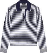 Theory Stripe Merino Wool Long Sleeve Polo