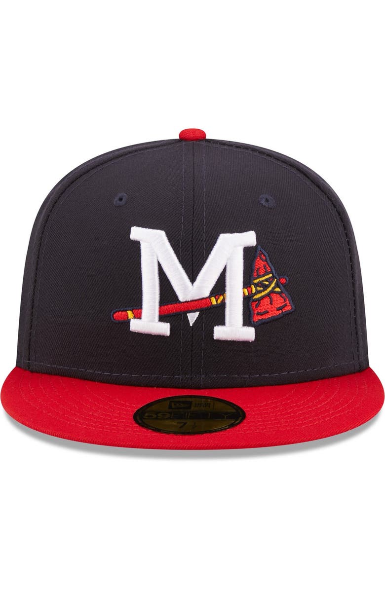 New Era Men's New Era Navy Mississippi Braves Authentic Collection 59FIFTY Fitted Hat, Alternate, color,