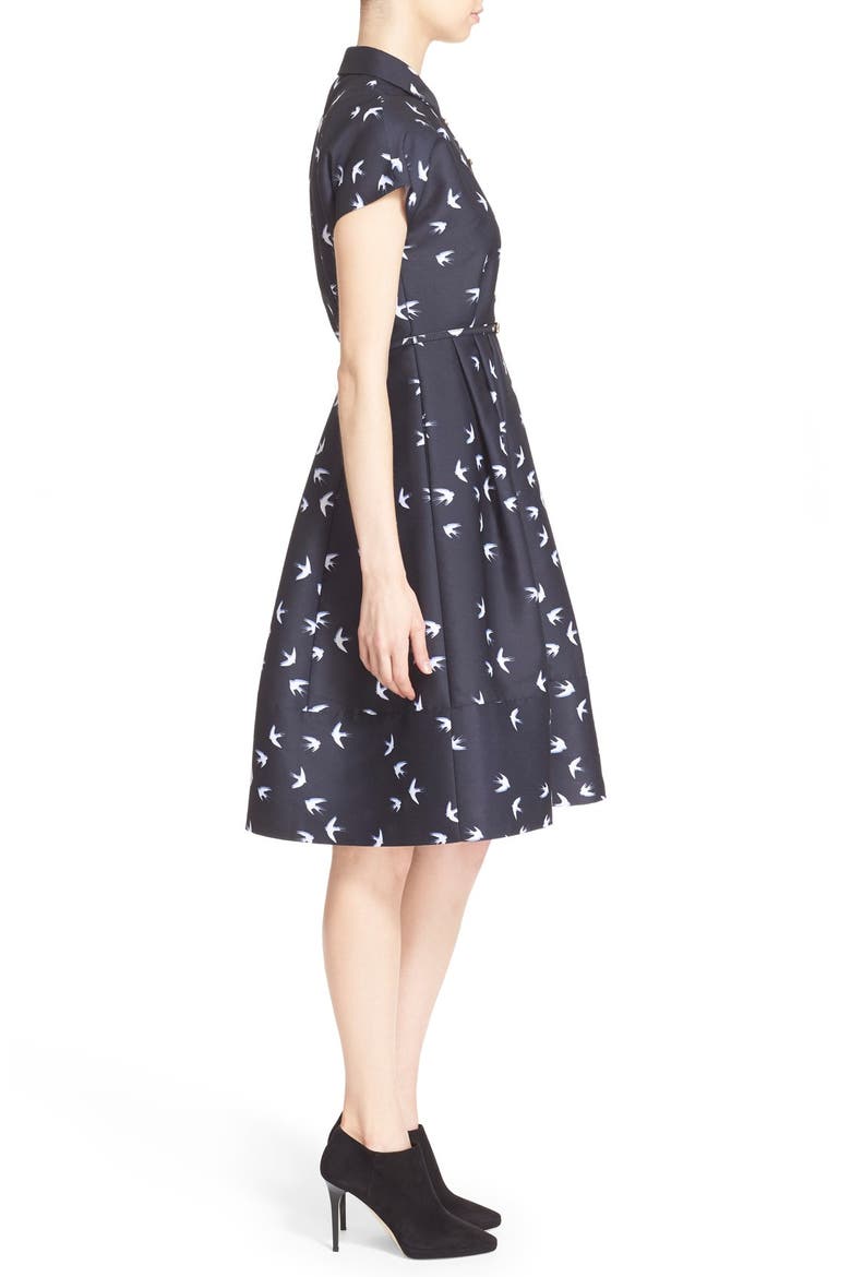 swallow print shirtdress, Alternate, color, RICH NAVY