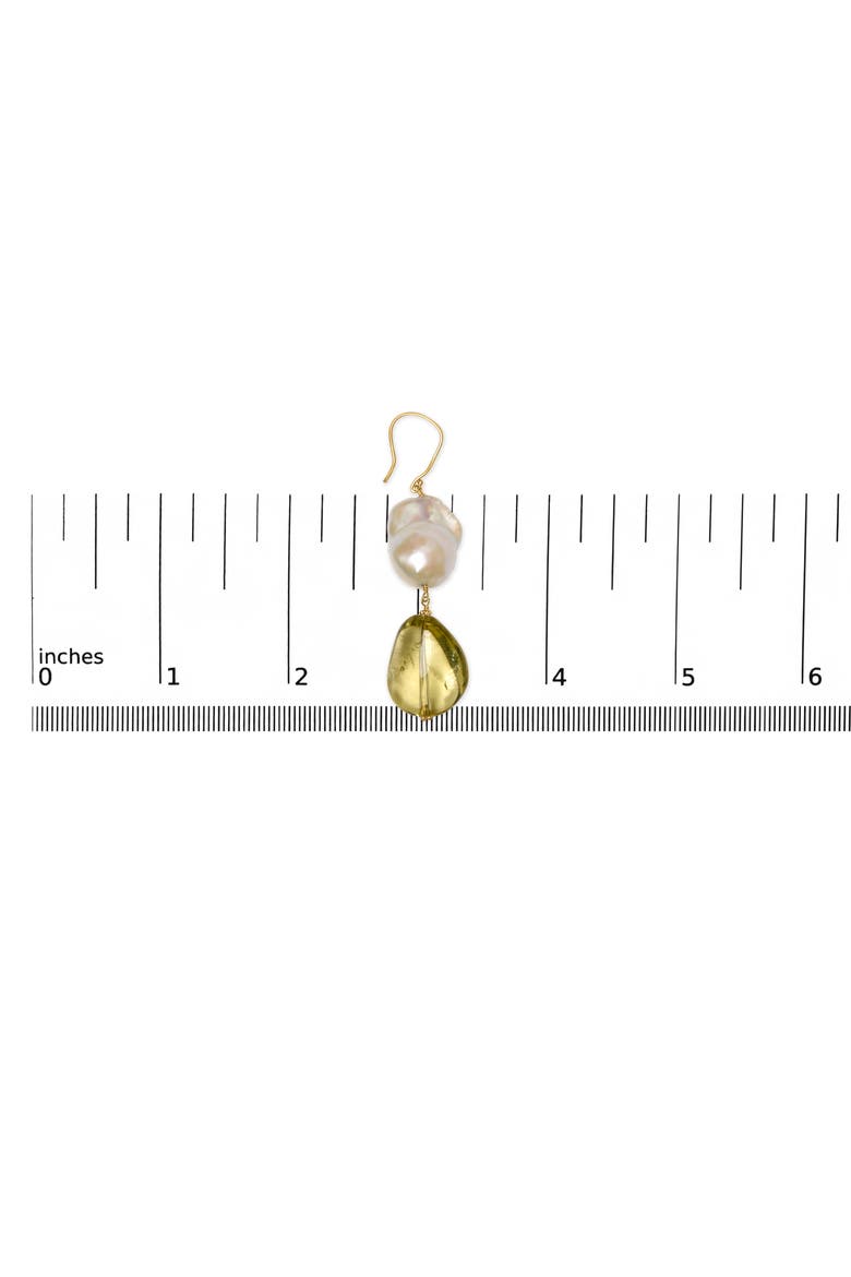 14K Yellow Gold Citrine and Baroque Pearl Drop and Dangle Earrings, Alternate, color, Yellow